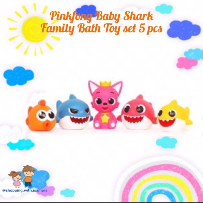 Promo Pinkfong Baby Shark Family Bath Toys Set 5 Pcs / Mainan Mandi