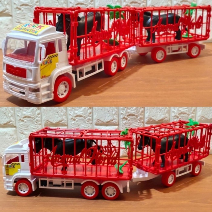 Promo Mainan Truk Kontainer Gandeng Muatan Hewan -Mainan Edukatif -Kado Anak