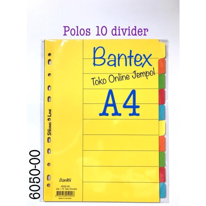 

A4 Polos 10 Tab File Divider 6050-00 Bantex Karton Pembatas ATK1189BX