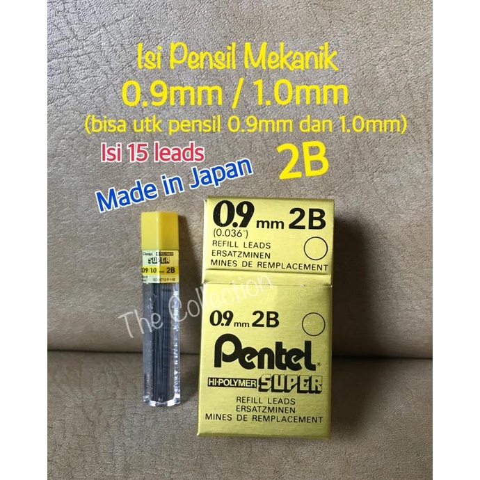 

ATK0619PT isi 15 leads 1.0mm 0.9mm 2B isi pensil mekanik Pentel 50-2B9