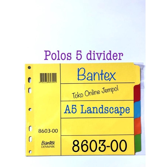 

A5 Landscape Polos 5 Tab File Divider 8603-00 Bantex Karton ATK1192BX