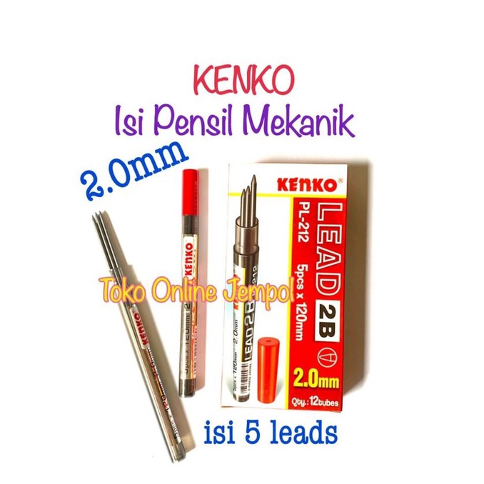 

2.0mm Isi Pensil Mekanik 2B isi 5 leads Kenko PL-212 pencil ATK1294KN