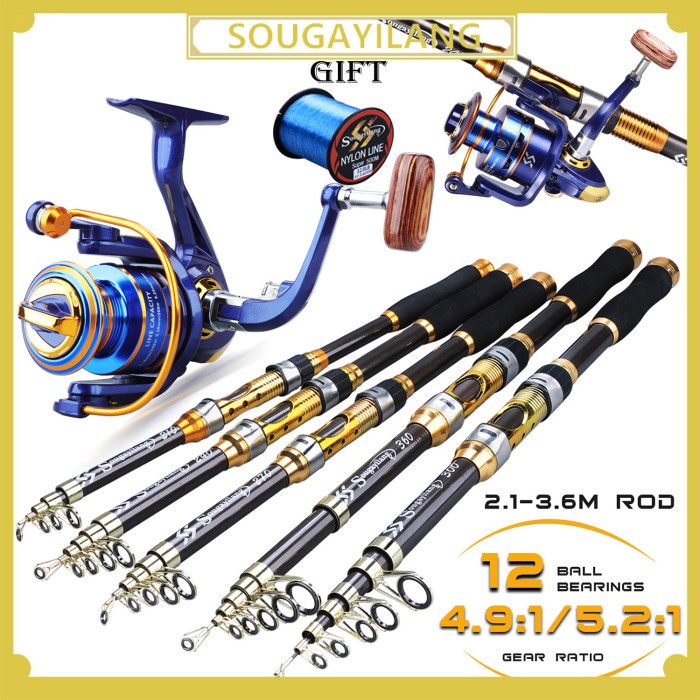 Promo Sougayilang Reel Pancing Metal Fishing Reel Fishing Rod Wheel Set