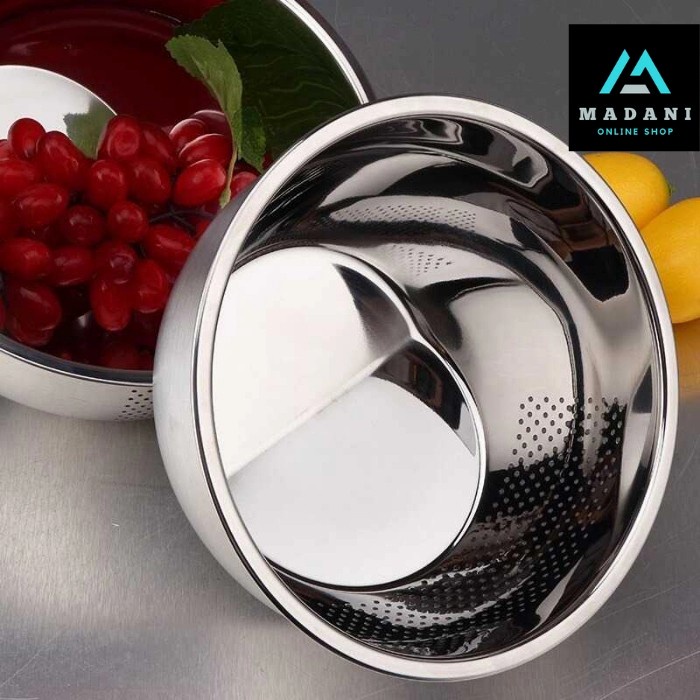 

Baskom Lubang Saringan Wadah Tirisan Cuci Buah Sayur Stainless