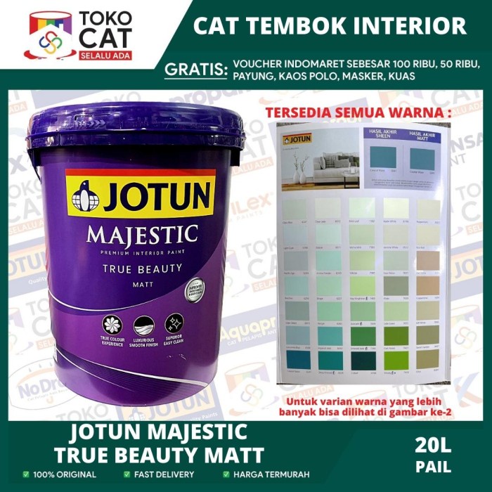 Cat Tembok Interior Jotun Majestic True Beauty Matt Warna Putih 20 Liter Pail // Cat Tembok Dalam //