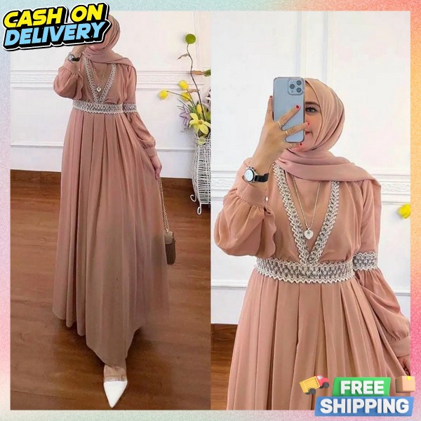Gamis Terbaru 2024 Ghamis Modern Pakean Cwek Dreas Gamis Premium Bres Maid Gmis Long Dres Maxi Murah