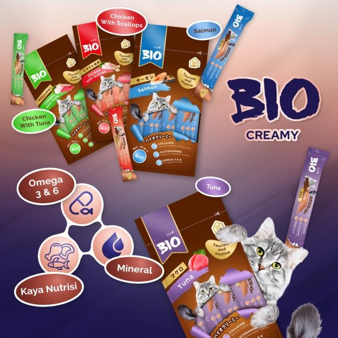 

(12 pcs) - cemilan kucing/snack kucing bio creamy treats 60g allvarian MRS4