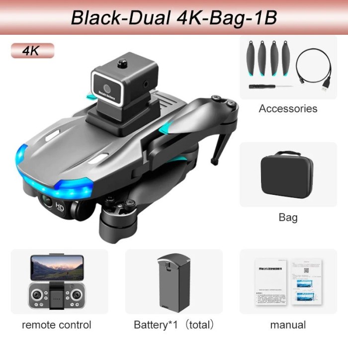 S138 Fpv Dual Kamera 4K Drone Brushless Murah Lipat Anti Nabrak Giime