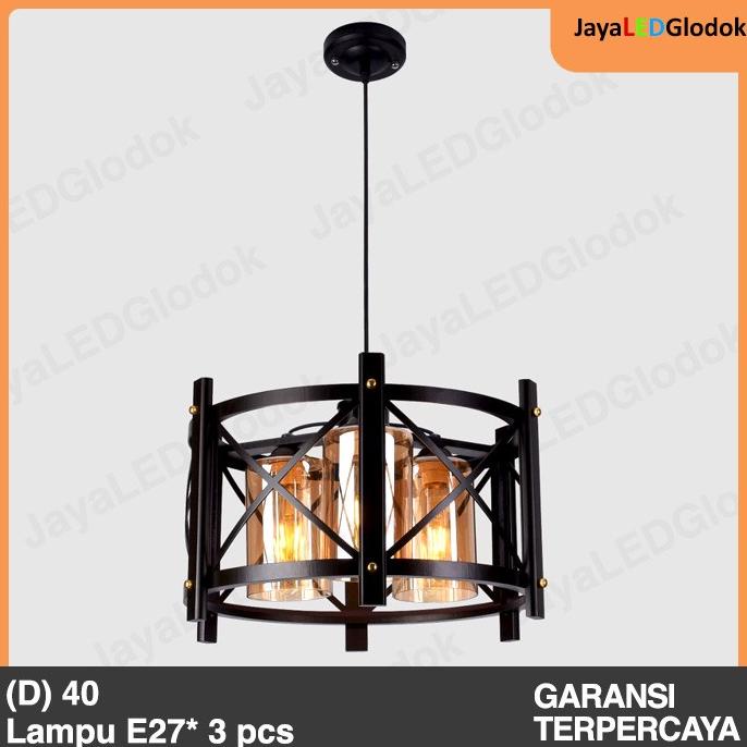 Lampu Gantung Minimalis Ruang Tamu Mini Bar Kayu 3 Kaca Tabung Hias Barren_Coy