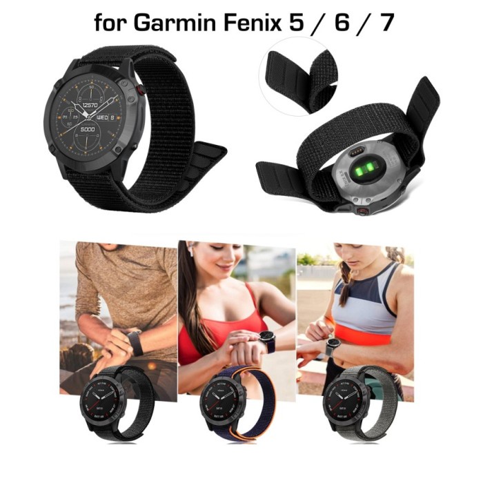 Strap Kanvas Nylon For Garmin Fenix 5 / 6 / 7 - Tali Jam Watch