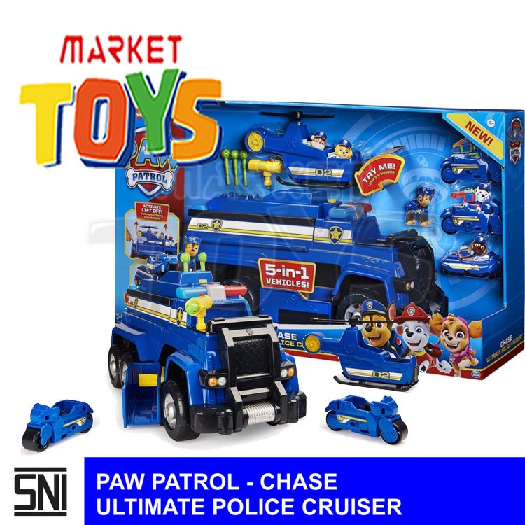 Paw Patrol - Chase Ultimate Police Cruiser Mainan Anak Mobil Helicopter Motor Polisi Anjing Lucu