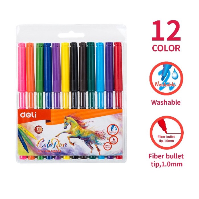 

Gratis Ongkir Spidol Gambar 12 Warna Deli Felt Pen Washable Bisa Dicuci Promo Price