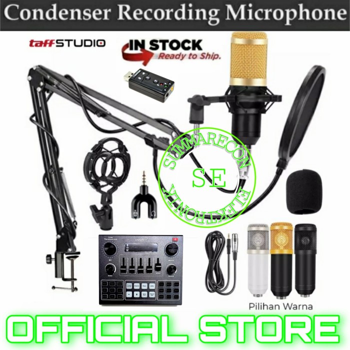 paket mic condenser bm 800 soundcard v10 youtuber bigo live recording