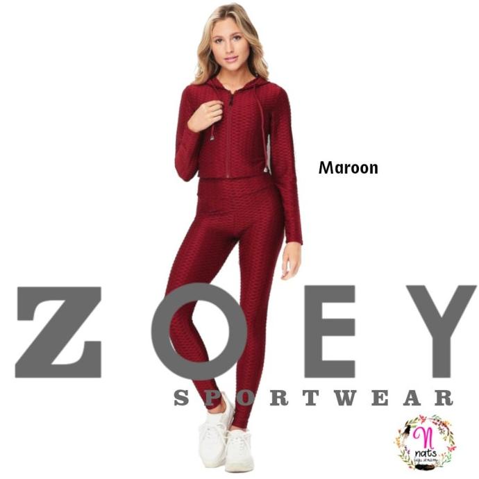 Setelan Senam Tangan Panjang Zoey Set Setelan Olahraga Wanita Baju