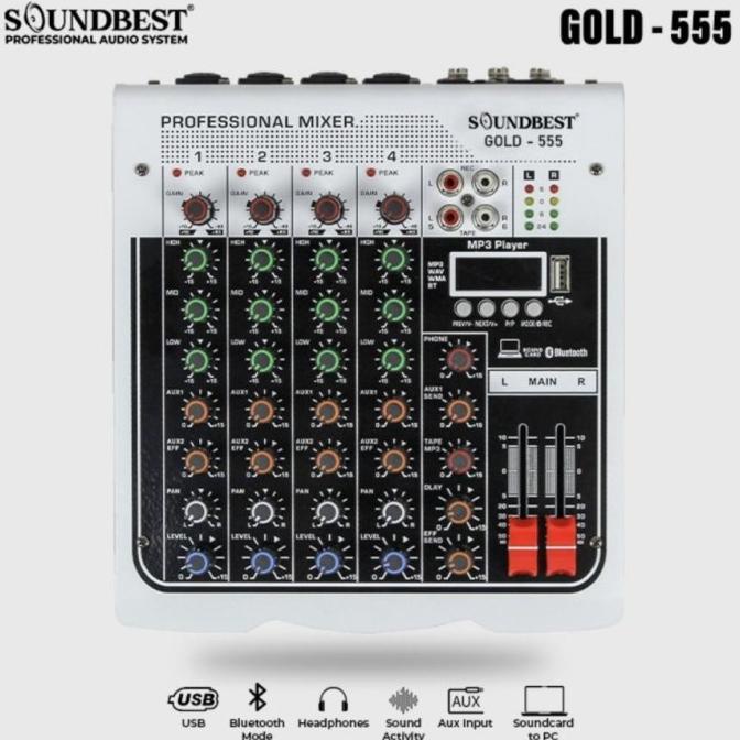 Mixer 4 Channel Bluetooth Soundbest Gold 555 Gold555 Premium