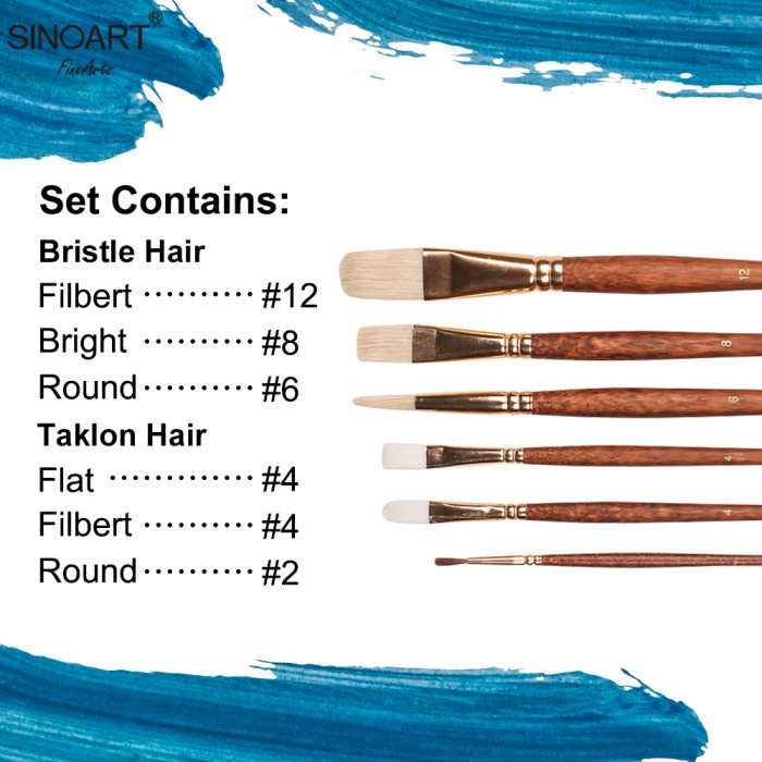 

Kuas Lukis Sinoart Set 6 Taklon And Bristle Long Handle Brush