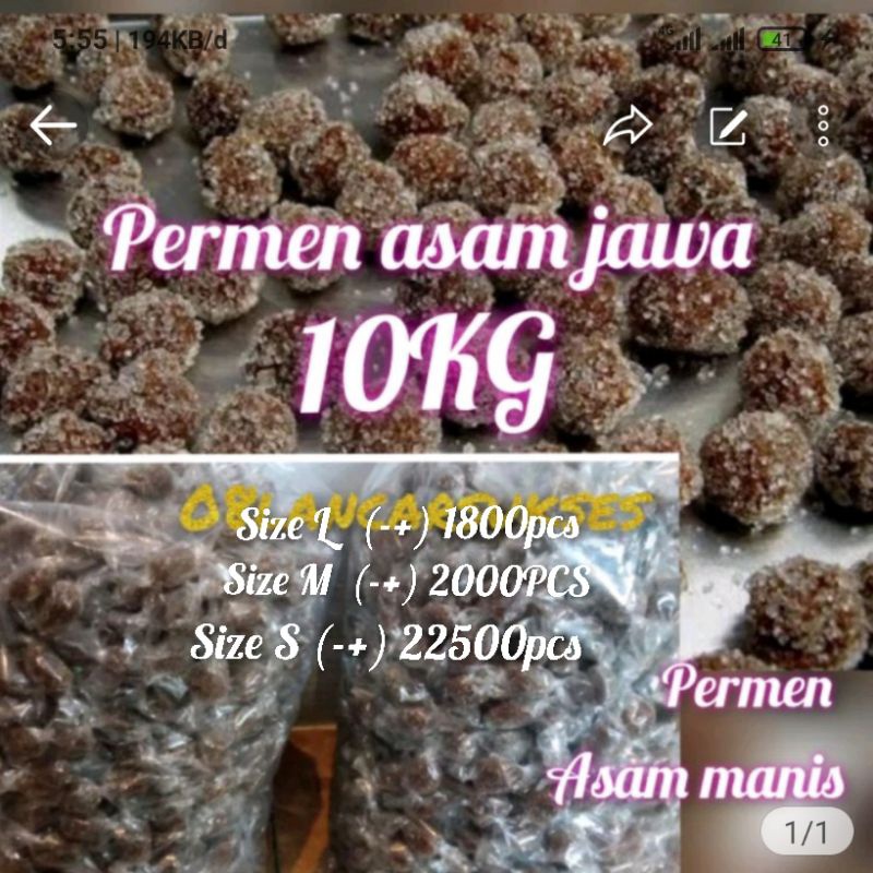 

Permen Asam Jawa/Permen Asem Ball 10 Kg