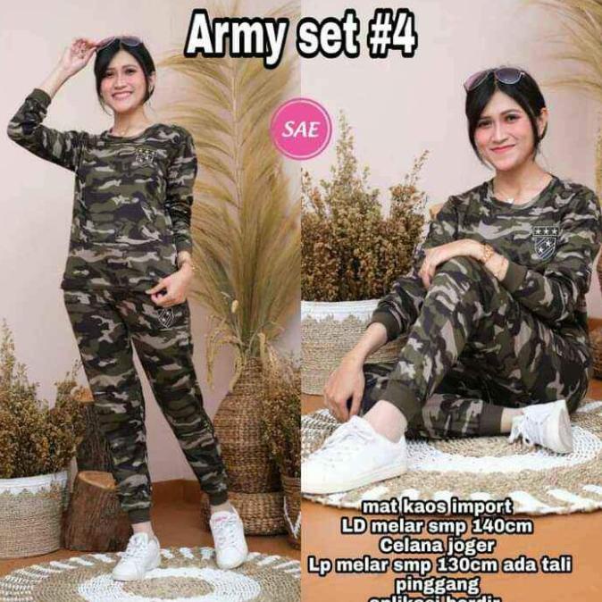 Setelan Baju Senam Baju Aerobic Baju Zumba Olahraga Army