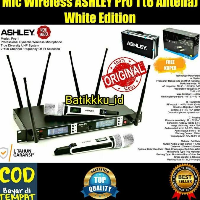 Mic Wireless Ashley Pro 1 Pro1 Original 2 Mic 6 Antena White Edition Premium