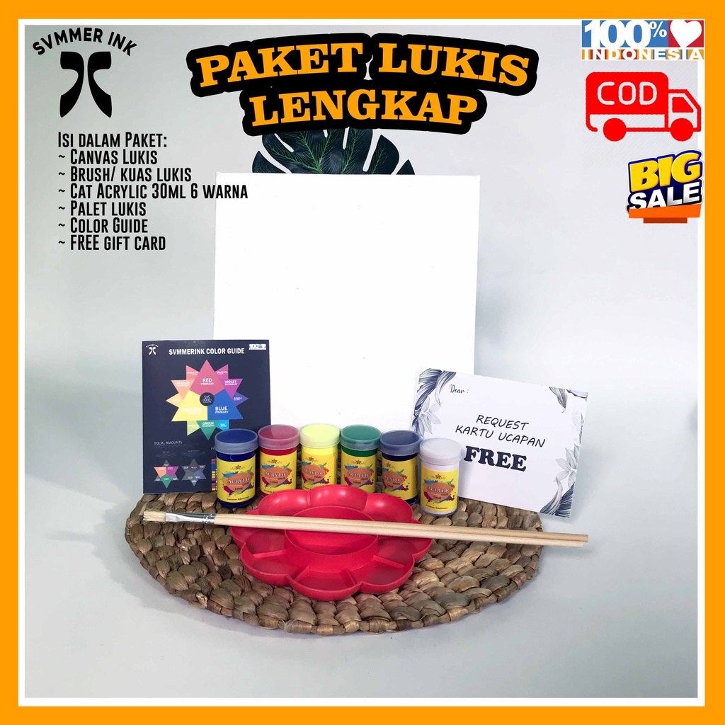 

Paket Lukis Kanvas 20X20 30X30 15X15 Besar Cat Akrilik 30Ml Palet Kuas Set Hampers Lucu Melukis -