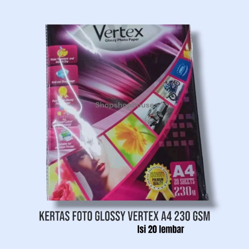 

Kertas foto inkjet 230g / kertas foto glossy A4 (20 lembar)