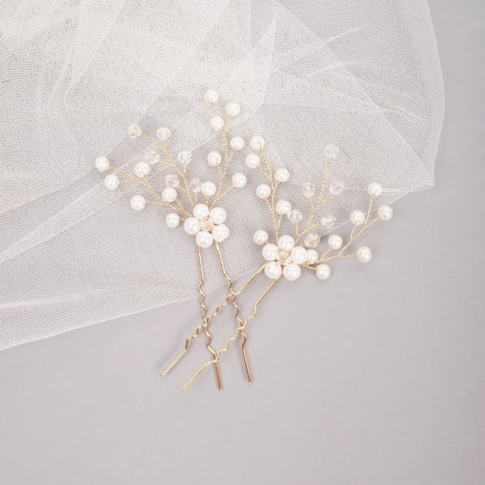 [Baru] Sparklinc Jill Pearl Hairpiece  Gold  Terbatas