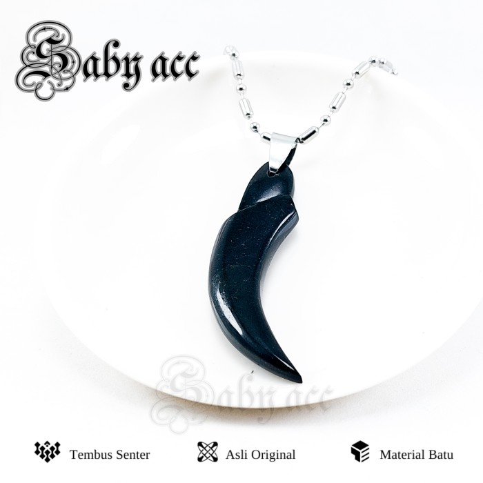 [Baru] Kalung Liontin Batu Black Jade Kuku Macan Asli Original Giok Hitam Terbaru