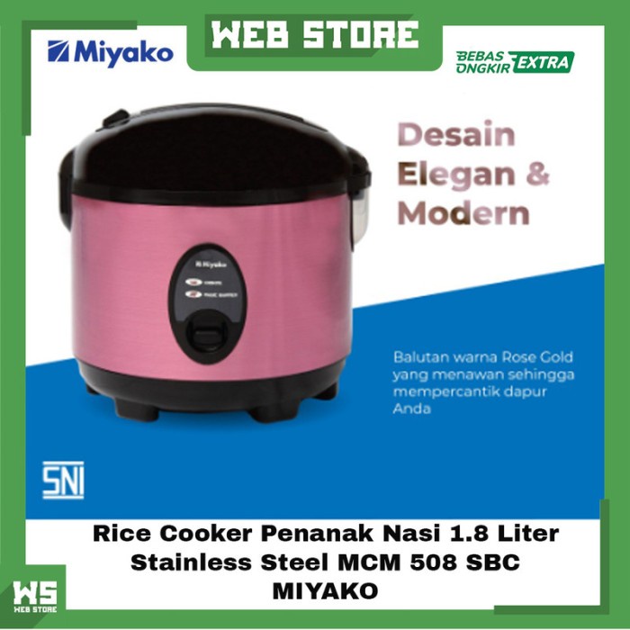 [New Ori] Rice Cooker Penanak Nasi 1.8 Liter Stainless Steel Mcm 508 Sbc Miyako Diskon