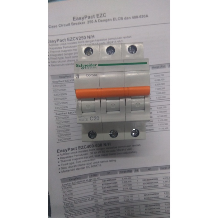 [New] Mcb 20 Ampere 3Phase Type Domae Merk Schneider Diskon