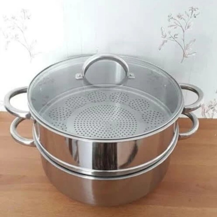 [Ori] Supra Super Steamer 40 Cm Panci Kukus Susun 2 Langseng Stainless Diskon
