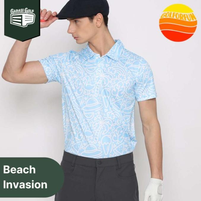 Fashion Pria | Golforfun Mens Polo Beach Invasion (Men)- Baju Kaos Polo Shirt Golf Kekinian