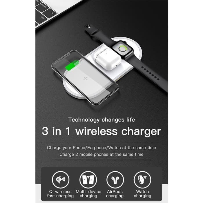 [Original] Kuulaa 3 In 1 Qi Wireless Charger / Car Charger / Wireless Pad 3 In 1 Berkualitas