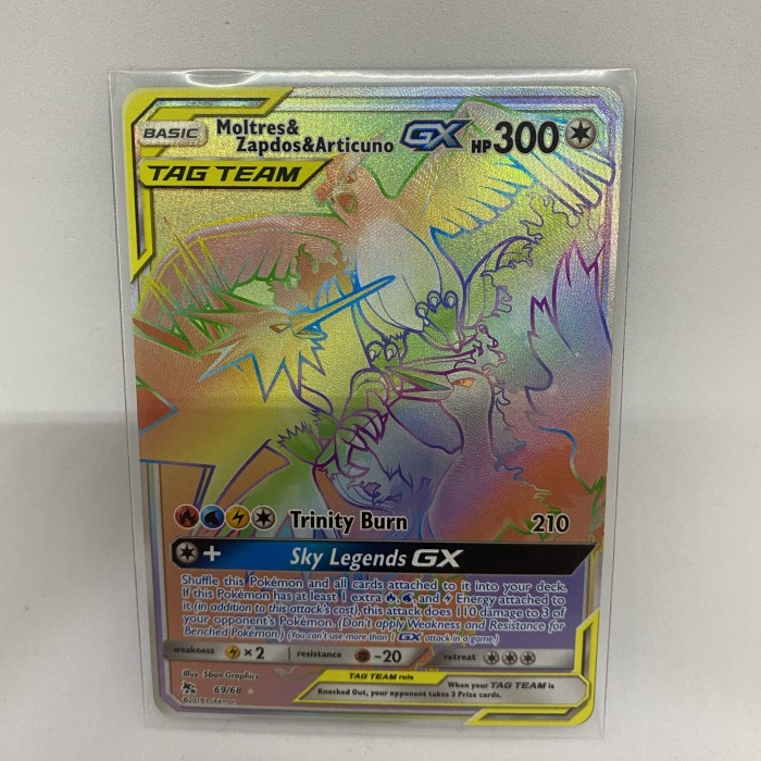 ✅COD Moltres Zapdos Articuno Gx Hr Rainbow Pokemon English Diskon