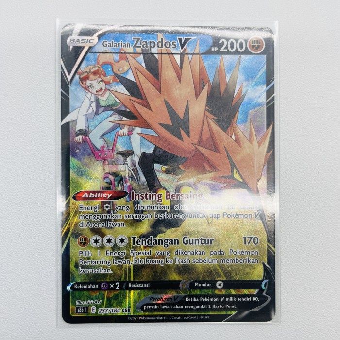 ✅COD Galarian Zapdos V S8B Csr Secret Rare Pokemon Kartu Tcg Indonesia Limited