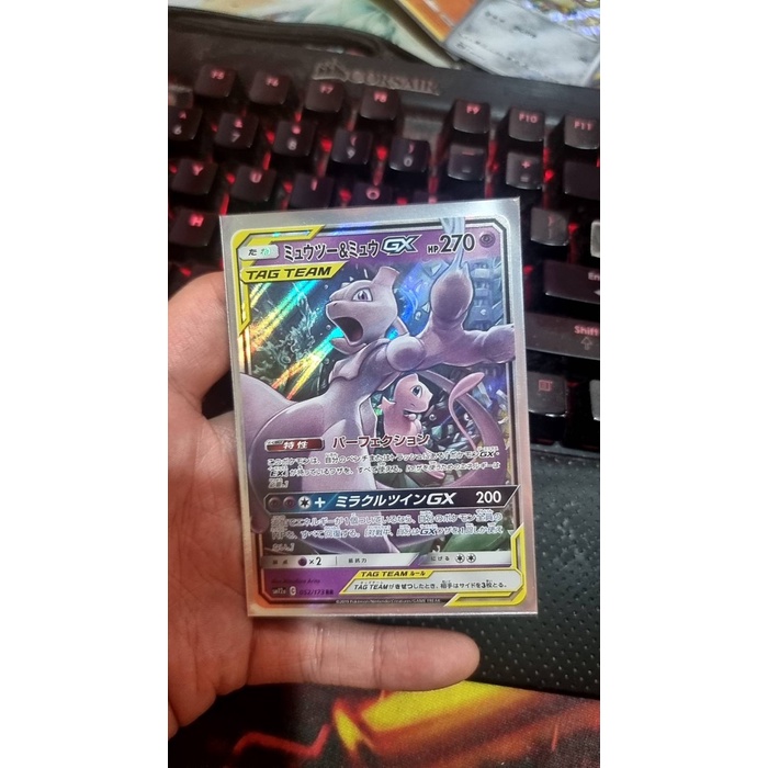 ✅COD Mewtwo  Mew Gx Rr 052/173 Sm12A Gx Tag - Pokemon Card Japanese Berkualitas