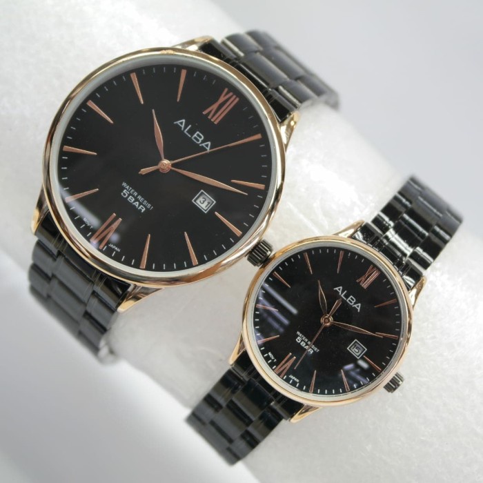 ✅New Ori Jam Tangan Alba Couple Rantai Black Rosegold Harga Sepasang Limited