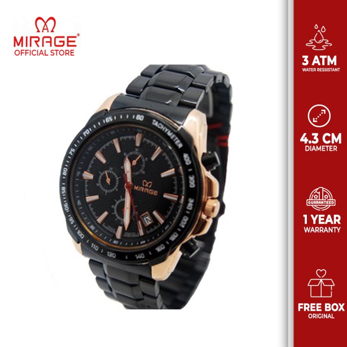 ✅New Ori Jam Mirage Pria Sporty Hitam Rosegold Limited