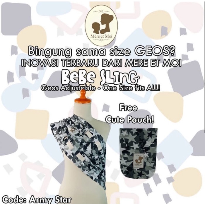 ✅New Ori Geos Mere Et Moi Bebe Sling Army Star Terbaru