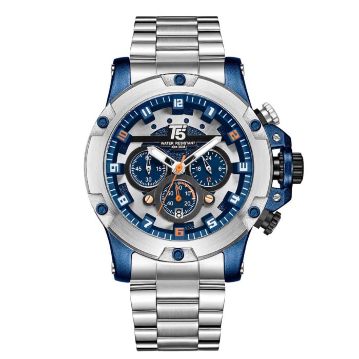 ✅New Ori Jam Tangan Pria Original T5 H 3760G Silver Blue Limited