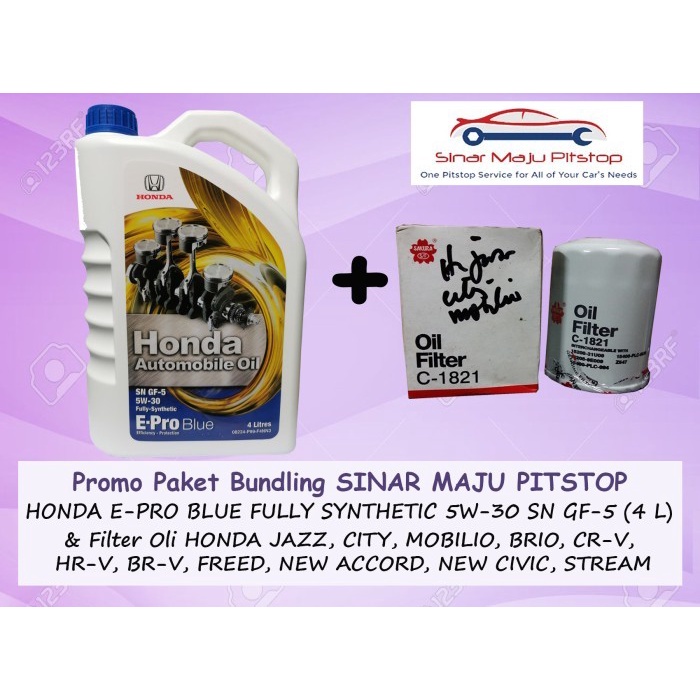 ✨Baru Paket Oli Honda E-Pro Blue 5W-30 Sn  Filter Mobil Crv  Hrv  Brv Terbaru