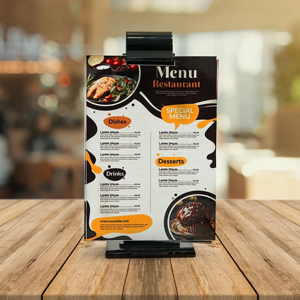 

Terlaris Stand Akrilik Menu Display Gantung Ukuran A5 ,.