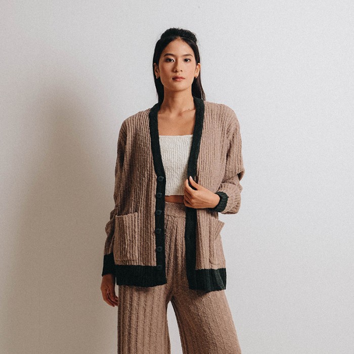 [COD] Noir Sur Blanc Popcorn Cardigan Brown Terbatas