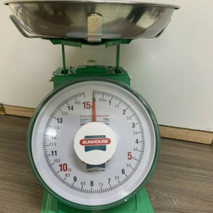 [New] Timbangan Duduk Besi Pegas Jarum Jam 15Kg Sunhouse Stainless Scale Terbaru
