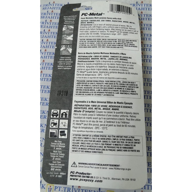 

Fix Pc Metal Epoxy Putty,Lem Besi Logam Epoksi