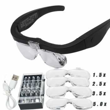 

Kacamata Pembesar Reparasi service Jam hp komputer 5x Magnifier 2 LED
