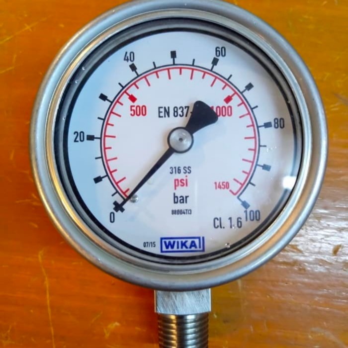 [Ori] Wika Pressure Gauge 25 Inch Drat 1/4Npt Ss 100BarPsi Berkualitas