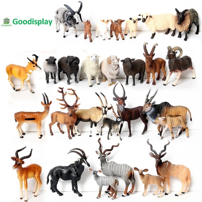 ANEKA MAINAN PAJANGAN MINIATUR HEWAN ANIMAL FIGURE DOMBA RUSA ANTELOPE