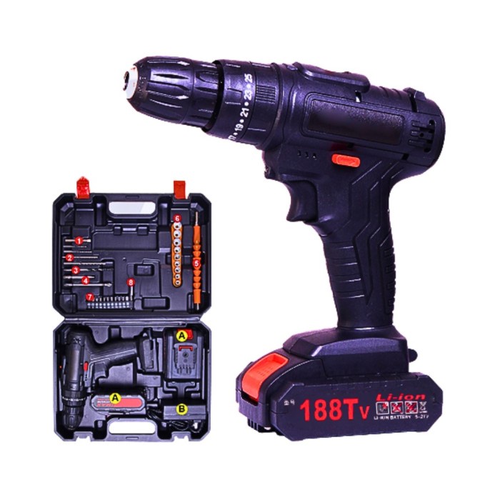 ✅COD Mesin Bor Tangan 2 Batrai 188V Bor Listrik Murah Portable Terbatas