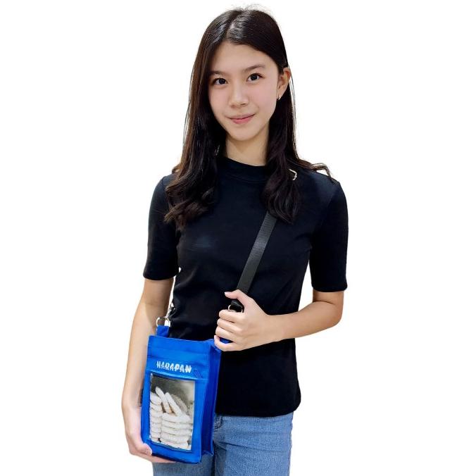 Tas Kaleng Kerupuk Harapan Biru Kotak KECIL Lucu Muat Handphone Dompet