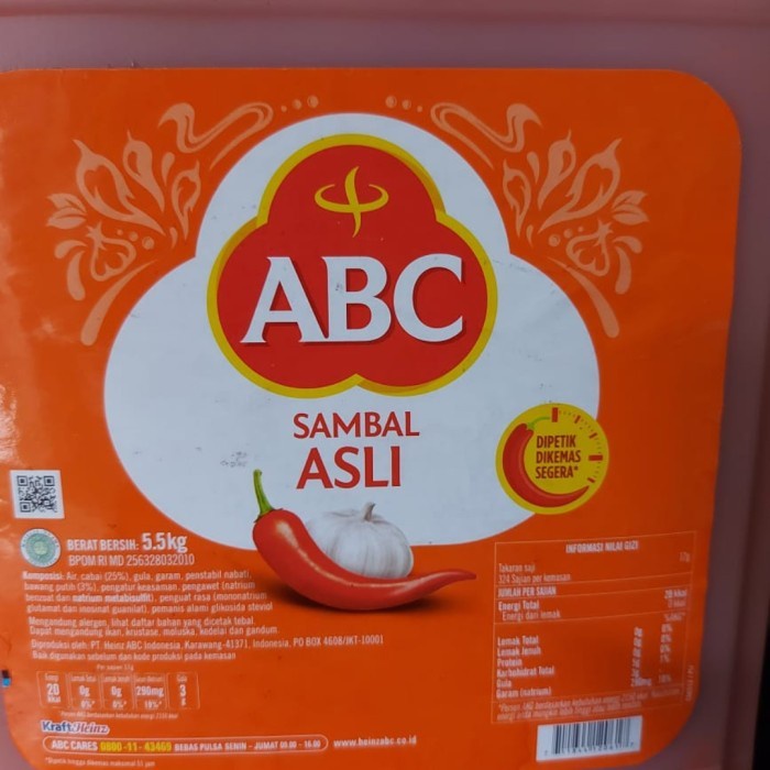 

Abc Chili Sauce Dirigen - Abc Saos Sambal 5,5Kg - Abc Jerigen Galon